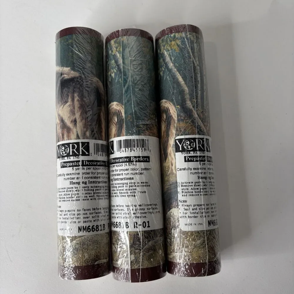 Vintage Wallpaper Border Prepasted Wolf Wolves Cabin Mauve Edge Outdoor 15 Yards